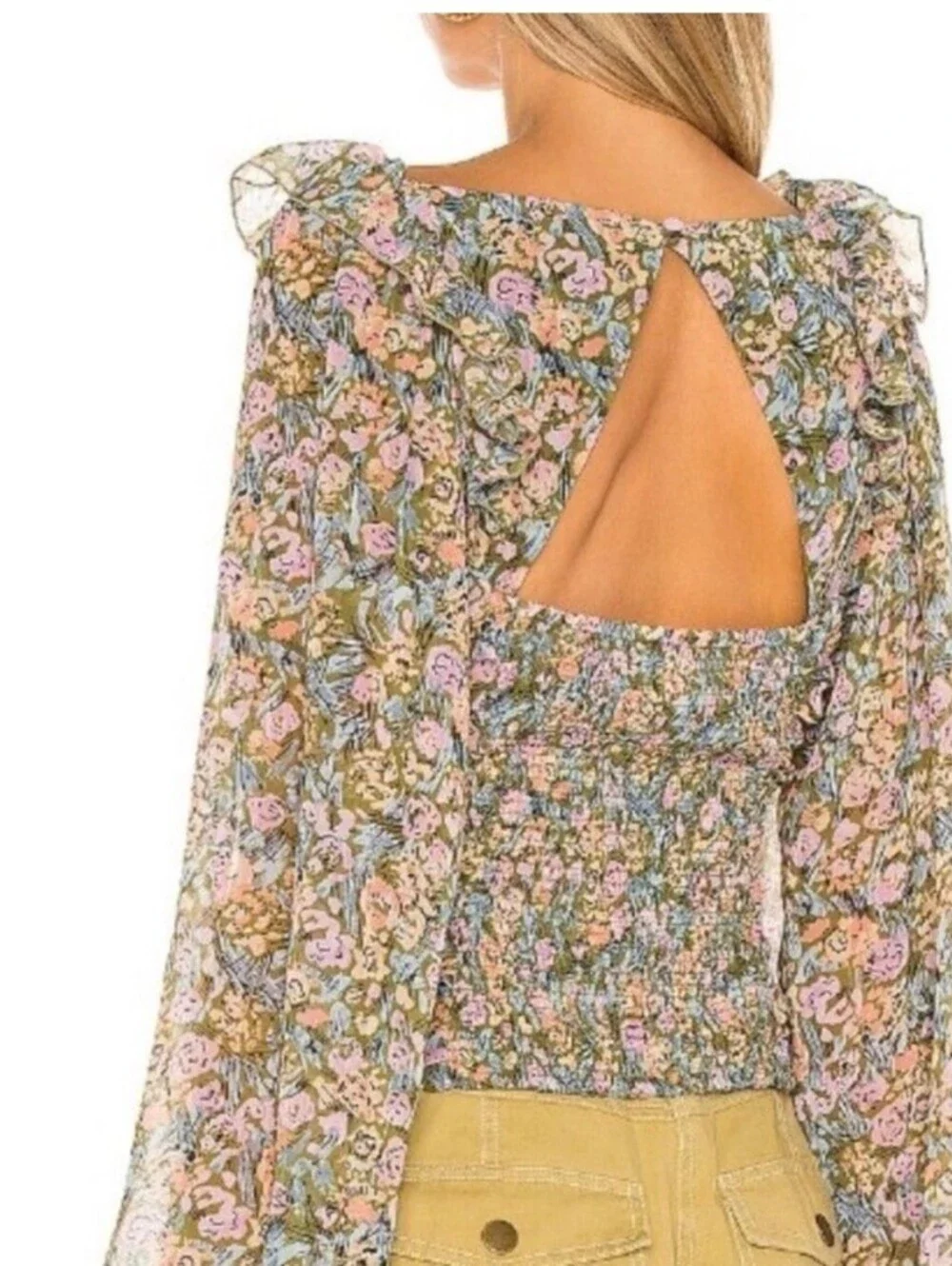 Free People Mabel Printed Blouse in Garden Combo Size L